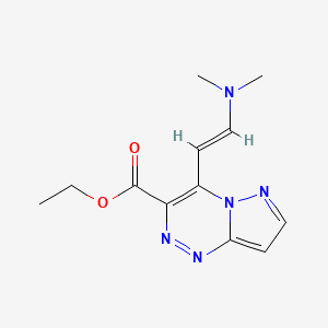 molecular formula C12H15N5O2 B1396399 4-[(E)-2-(二甲氨基)乙烯基]吡唑并[5,1-c][1,2,4]三嗪-3-羧酸乙酯 CAS No. 1306753-56-9