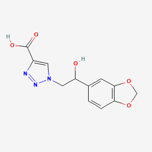 molecular formula C12H11N3O5 B1396409 1-[2-(1,3-benzodioxol-5-yl)-2-hydroxyethyl]-1H-1,2,3-triazole-4-carboxylic acid CAS No. 1338691-87-4