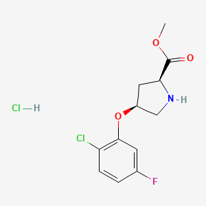 molecular formula C12H14Cl2FNO3 B1396411 盐酸甲基(2S,4S)-4-(2-氯-5-氟苯氧基)-2-吡咯烷甲酸酯 CAS No. 1354487-97-0