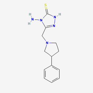 molecular formula C13H17N5S B1396415 4-Amino-5-[(3-phenylpyrrolidin-1-yl)-methyl]-4H-1,2,4-triazole-3-thiol CAS No. 1338494-80-6