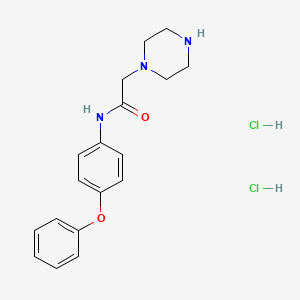 molecular formula C18H23Cl2N3O2 B1396423 N-(4-苯氧基苯基)-2-哌嗪-1-基乙酰胺二盐酸盐 CAS No. 1257853-00-1