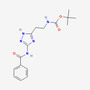 molecular formula C16H21N5O3 B1396426 叔丁基{2-[3-(苯甲酰氨基)-1H-1,2,4-三唑-5-基]乙基}氨基甲酸酯 CAS No. 1338494-67-9