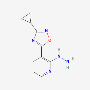 molecular formula C10H11N5O B1396469 3-(3-环丙基-1,2,4-恶二唑-5-基)-2-肼基吡啶 CAS No. 1338653-70-5