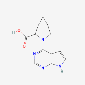 molecular formula C12H12N4O2 B1396475 3-{7H-吡咯并[2,3-d]嘧啶-4-基}-3-氮杂双环[3.1.0]己烷-2-羧酸 CAS No. 1296172-33-2