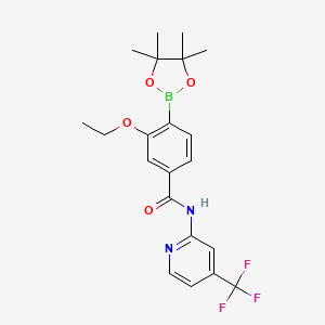 molecular formula C21H24BF3N2O4 B13964761 3-ethoxy-4-(4,4,5,5-tetramethyl-1,3,2-dioxaborolan-2-yl)-N-(4-(trifluoromethyl)pyridin-2-yl)benzamide 