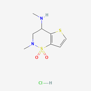 molecular formula C8H13ClN2O2S2 B1396481 盐酸 N,2-二甲基-3,4-二氢-2H-噻吩并[2,3-e][1,2]-噻嗪-4-胺 1,1-二氧化物 CAS No. 1257854-92-4