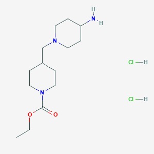 molecular formula C14H29Cl2N3O2 B1396483 4-[(4-氨基哌啶-1-基)甲基]哌啶-1-甲酸乙酯二盐酸盐 CAS No. 1257849-32-3