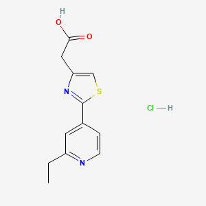 molecular formula C12H13ClN2O2S B1396486 [2-(2-乙基吡啶-4-基)-1,3-噻唑-4-基]乙酸盐酸盐 CAS No. 1332530-85-4