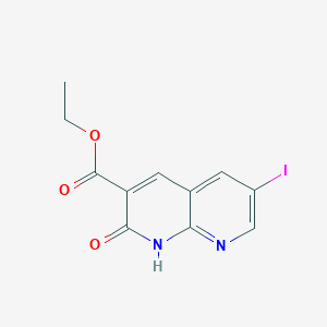 molecular formula C11H9IN2O3 B1396489 2-羟基-6-碘-1,8-萘啶-3-羧酸乙酯 CAS No. 1330583-61-3