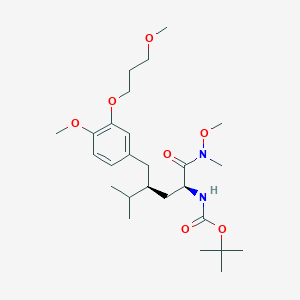 molecular formula C26H44N2O7 B1396500 (4S)-N~2~-(tert-Butoxycarbonyl)-N-methoxy-4-{[4-methoxy-3-(3-methoxypropoxy)phenyl]methyl}-N,5-dimethyl-L-norleucinamide CAS No. 866030-36-6