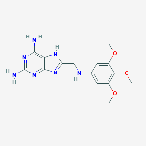 molecular formula C15H19N7O3 B139652 1H-Purine-2,6-diamine, 8-(((3,4,5-trimethoxyphenyl)amino)methyl)- CAS No. 156698-69-0