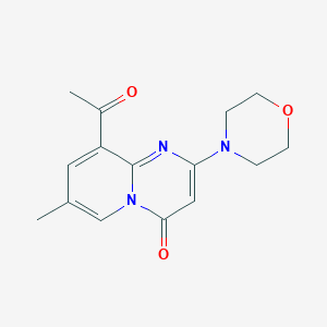 molecular formula C15H17N3O3 B1396532 9-乙酰-7-甲基-2-吗啉基-4H-吡啶并[1,2-a]嘧啶-4-酮 CAS No. 663619-91-8