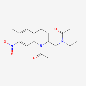 molecular formula C18H25N3O4 B13965445 N-((1-Acetyl-1,2,3,4-tetrahydro-6-methyl-7-nitro-2-quinolyl)methyl)-N-isopropylacetamide CAS No. 53425-82-4