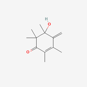 molecular formula C12H18O2 B13965532 2-Cyclohexen-1-one, 5-hydroxy-2,3,5,6,6-pentamethyl-4-methylene- CAS No. 50506-57-5