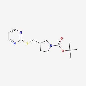 molecular formula C14H21N3O2S B13965578 3-(Pyrimidin-2-ylsulfanylmethyl)-pyrrolidine-1-carboxylic acid tert-butyl ester 