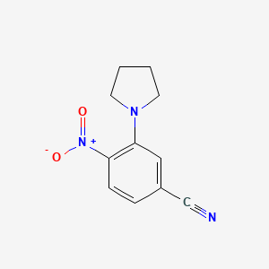 molecular formula C11H11N3O2 B13965720 Benzonitrile, 4-nitro-3-(1-pyrrolidinyl)- 