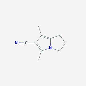 molecular formula C10H12N2 B13965757 5,7-Dimethyl-2,3-dihydro-1H-pyrrolizine-6-carbonitrile 