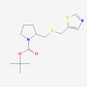 molecular formula C14H22N2O2S2 B13966104 2-(Thiazol-5-ylmethylsulfanylmethyl)-pyrrolidine-1-carboxylic acid tert-butyl ester 