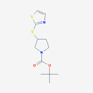 molecular formula C12H18N2O2S2 B13966180 3-(Thiazol-2-ylsulfanyl)-pyrrolidine-1-carboxylic acid tert-butyl ester 