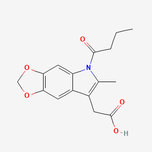 molecular formula C16H17NO5 B13966197 5H-1,3-Dioxolo(4,5-f)indole-7-acetic acid, 5-butyryl-7-methyl- CAS No. 50332-10-0