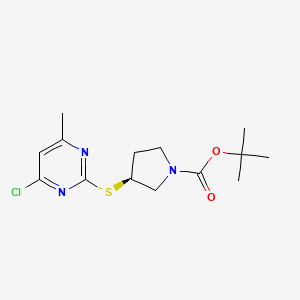 molecular formula C14H20ClN3O2S B13966327 (S)-3-(4-Chloro-6-methyl-pyrimidin-2-ylsulfanyl)-pyrrolidine-1-carboxylic acid tert-butyl ester 