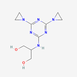 molecular formula C10H16N6O2 B13966415 1,3-Propanediol, 2-((4,6-bis(1-aziridinyl)-s-triazin-2-yl)amino)- CAS No. 60819-41-2