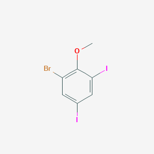 molecular formula C7H5BrI2O B13966432 1-Bromo-3,5-diiodo-2-methoxybenzene 