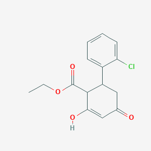 molecular formula C15H15ClO4 B13966448 2-Cyclohexene-1-carboxylic acid, 6-(2-chlorophenyl)-2-hydroxy-4-oxo-, ethyl ester 