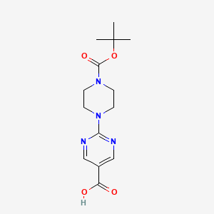 molecular formula C14H20N4O4 B1396655 2-(4-(叔丁氧羰基)哌嗪-1-基)嘧啶-5-羧酸 CAS No. 253315-11-6