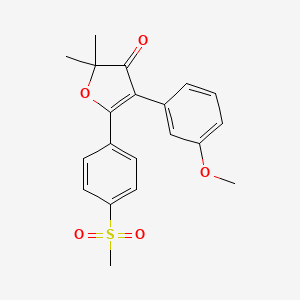 molecular formula C20H20O5S B13966772 4-(3-methoxyphenyl)-2,2-dimethyl-5-(4-(methylsulfonyl)phenyl)furan-3(2H)-one 