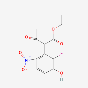 molecular formula C12H12FNO6 B13966781 Ethyl 2-(2-fluoro-3-hydroxy-6-nitrophenyl)-3-oxobutanoate 