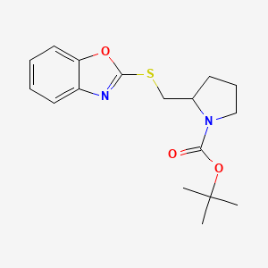 molecular formula C17H22N2O3S B13966859 2-(Benzooxazol-2-ylsulfanylmethyl)-pyrrolidine-1-carboxylic acid tert-butyl ester 