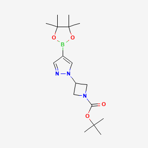 molecular formula C17H28BN3O4 B1396687 叔丁基 3-(4-(4,4,5,5-四甲基-1,3,2-二氧杂硼环-2-基)-1H-吡唑-1-基)氮杂环丁烷-1-羧酸盐 CAS No. 877399-35-4