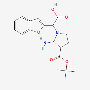 molecular formula C19H24N2O5 B13966892 2-[2-Amino-3-[(2-methylpropan-2-yl)oxycarbonyl]pyrrolidin-1-yl]-2-(1-benzofuran-2-yl)acetic acid 