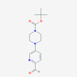 molecular formula C15H21N3O3 B1396711 叔丁基4-(6-甲酰基吡啶-3-基)哌嗪-1-甲酸酯 CAS No. 1197294-84-0