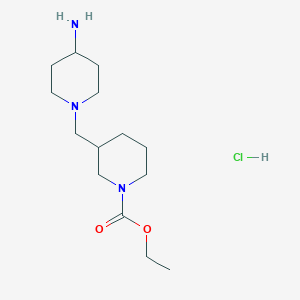 molecular formula C14H28ClN3O2 B1396768 盐酸 3-[(4-氨基哌啶-1-基)甲基]哌啶-1-羧酸乙酯 CAS No. 1257850-47-7