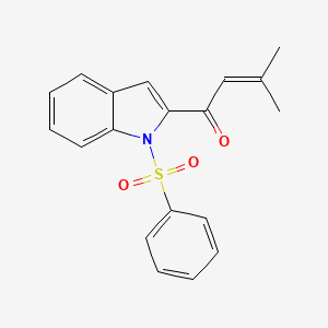 molecular formula C19H17NO3S B13967770 1-[1-(Benzenesulfonyl)-1H-indol-2-yl]-3-methylbut-2-en-1-one CAS No. 102210-76-4