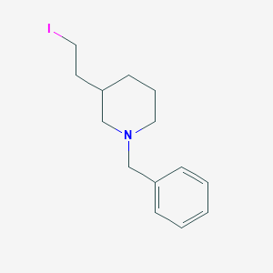 molecular formula C14H20IN B13967776 1-Benzyl-3-(2-iodoethyl)piperidine 