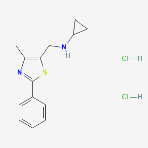 molecular formula C14H18Cl2N2S B1396788 N-[(4-甲基-2-苯基-1,3-噻唑-5-基)甲基]-环丙胺二盐酸盐 CAS No. 1332529-42-6