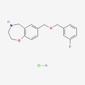 molecular formula C17H19ClFNO2 B1396799 7-{[(3-氟苄基)氧基]甲基}-2,3,4,5-四氢-1,4-苯并恶杂环辛 hydrochloride CAS No. 1332531-68-6