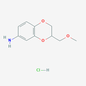 molecular formula C10H14ClNO3 B1396809 [3-(Methoxymethyl)-2,3-dihydro-1,4-benzodioxin-6-yl]amine hydrochloride CAS No. 1332528-53-6