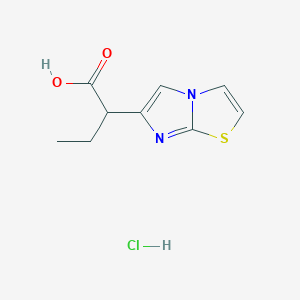 molecular formula C9H11ClN2O2S B1396813 2-Imidazo[2,1-b][1,3]thiazol-6-ylbutanoic acid hydrochloride CAS No. 1332530-25-2