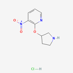 molecular formula C9H12ClN3O3 B13968176 3-Nitro-2-(pyrrolidin-3-yloxy)pyridine hydrochloride 