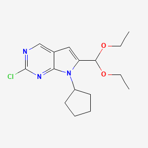 B1396819 2-chloro-7-cyclopentyl-6-diethoxymethyl-7H-pyrrolo[2,3-d]pyrimidine CAS No. 1211442-89-5