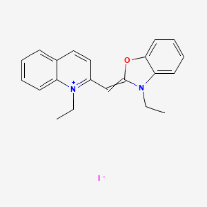 molecular formula C21H21N2O.I<br>C21H21IN2O B13968354 1-Ethyl-2-((3-ethyl-3H-benzoxazol-2-ylidene)methyl)quinolinium iodide CAS No. 63123-27-3