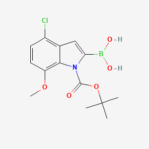 molecular formula C14H17BClNO5 B1396843 (1-(叔丁氧羰基)-4-氯-7-甲氧基-1H-吲哚-2-基)硼酸 CAS No. 1203844-60-3
