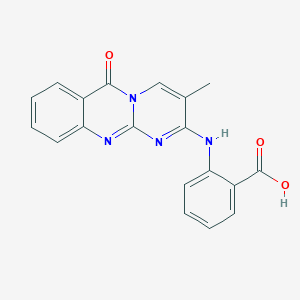 B13968900 2-[(3-Methyl-6-oxo-6h-pyrimido[2,1-b]quinazolin-2-yl)amino]benzoic acid CAS No. 5863-45-6