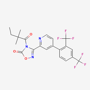 molecular formula C21H17F6N3O3 B1396893 3-[4-(2,4-Bis-trifluoromethylphenyl)-pyridin-2-yl]-4-(2,2-dimethylbutyryl)-4H-[1,2,4]oxadiazol-5-one CAS No. 1219453-97-0