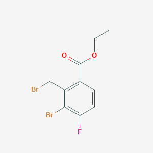 molecular formula C10H9Br2FO2 B13969157 Ethyl 3-bromo-2-(bromomethyl)-4-fluorobenzoate 