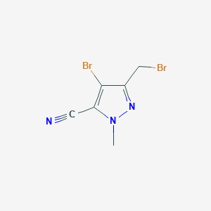 molecular formula C6H5Br2N3 B13969254 4-Bromo-3-(bromomethyl)-1-methyl-1h-pyrazole-5-carbonitrile 